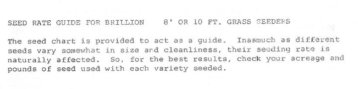 Brillion Seeder Seed Chart